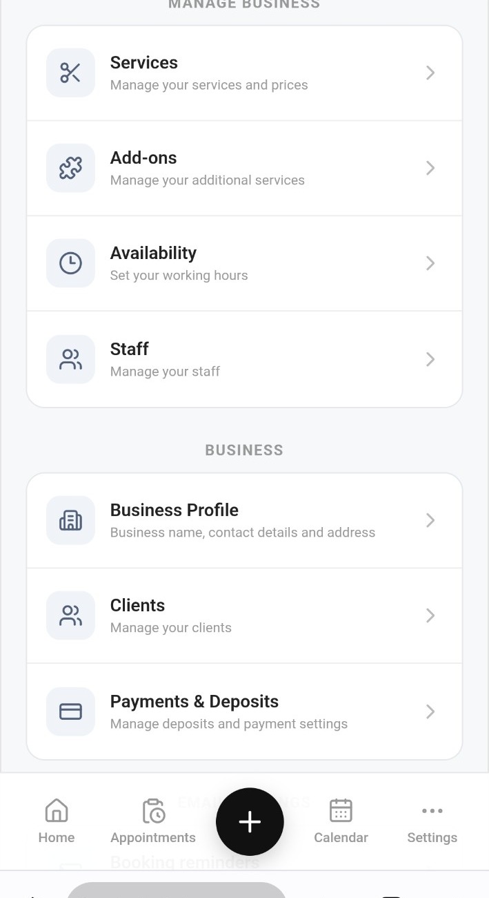 Krimgo manage business screen