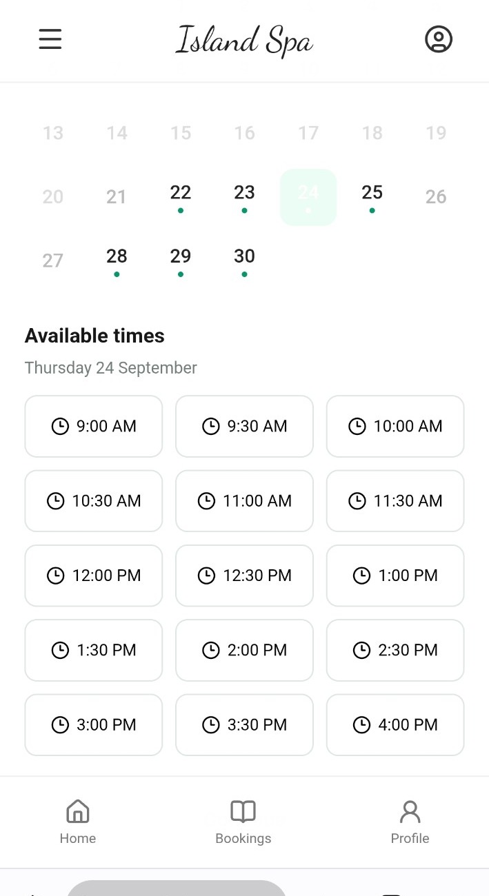 Krimgo booking calendar